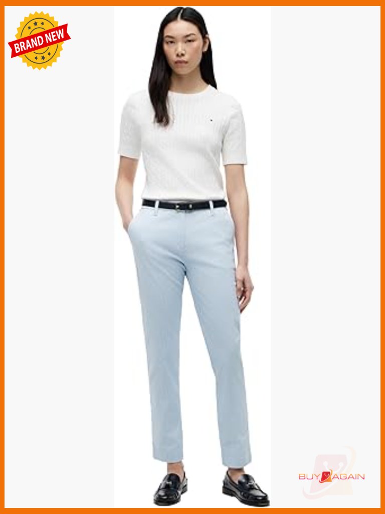 Twill Slim Chino Pants With Stretch Mid Rise Ankle Pants